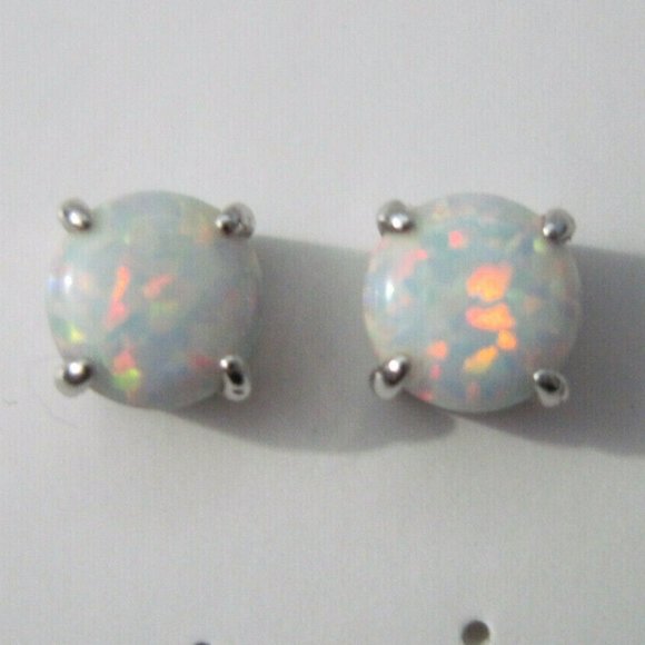 Jewelry - Sterling Silver Synthetic Opal Stud Earrings
